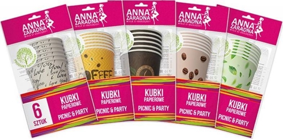 Изображение Anna Zaradna Kubki papierowe 200 ml, 6 szt., mix kolorów