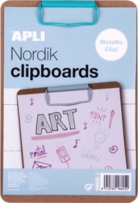 Picture of Apli Clipboard APLI Nordik, deska A5, drewniana, z metalowym klipsem, pastelowy niebieski