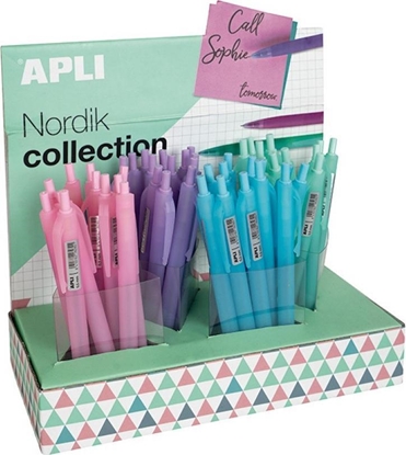 Attēls no Apli Długopis automatyczny żelowy APLI Nordik, trójkątny, wkład niebieski, mix kolorów pastel