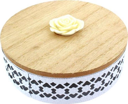 Attēls no Aptel POJEMNIK DEKORACYJNY Z POKRYWK AUROWY metal + drewno AG605D