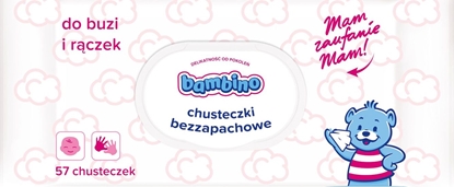 Picture of Bambino Chusteczki bezzapachowe do buzi i rączek z zamknięciem 1x57 szt.
