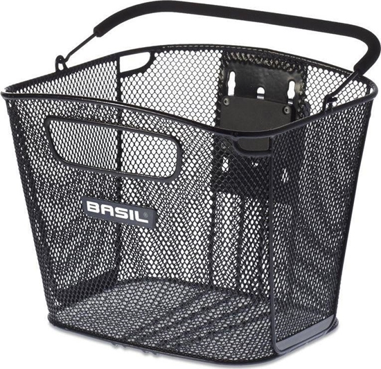 Picture of Basil Kosz na kierownic BASIL BOLD FRONT KF stalowy, czarny + Pytka mocujca do kosza BASIL KLICKFIX ADAPTER system do mocowania na kierownic odpinany (bez wspornika) (NEW)