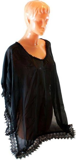 Изображение Best Fashion BQ49A TUNIKA PLAOWA NARZUTKA SZYFONOWA CZARNA uniwersalny (4410-uniw) - 4410-uniw