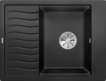 Изображение Zlewozmywak Blanco Elon 45 S Silgranit antracyt z korkiem InFino, kratka ociekowa (524824)