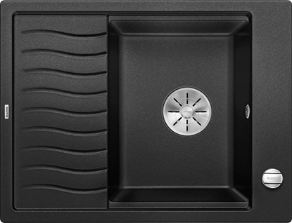Изображение Zlewozmywak Blanco Elon 45 S Silgranit antracyt z korkiem automatycznym InFino, kratka ociekowa (524814)