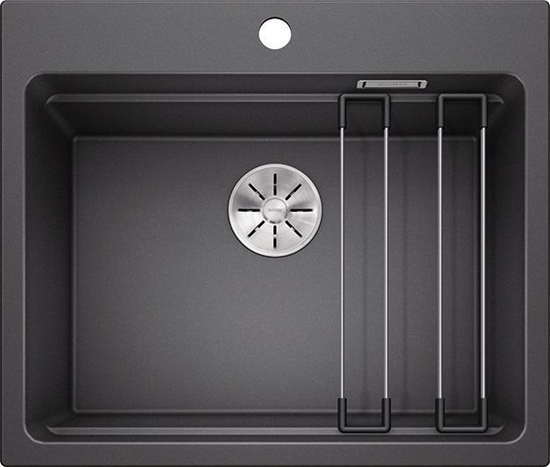 Изображение Zlewozmywak Blanco Etagon 6 Silgranit antracyt z korkiem InFino + szyny (524539)