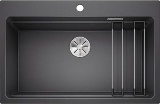 Изображение Zlewozmywak Blanco Etagon 8 Silgranit antracyt z korkiem InFino, szyny (525187)