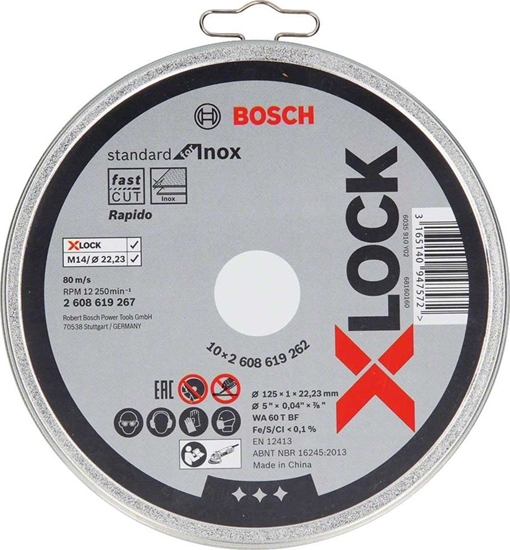 Изображение Bosch X-LOCK Cutting Disc Set 10x125x1mm Std Inox