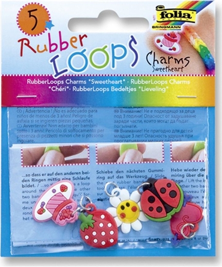 Picture of Charmsy RUBBER LOOPS SWEETHEART, 5szt., mix kolorów
