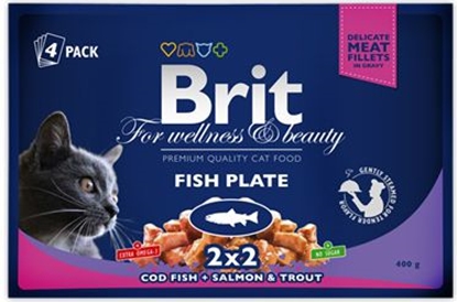 Attēls no Brit Premium Cat Pouches Fish Plate 4x100g