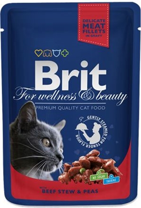 Attēls no Brit Premium Cat Pouches with Beef Stew & Peas 100g