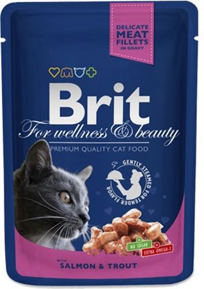 Attēls no Brit Premium Cat Pouches with Salmon & Trout 100g