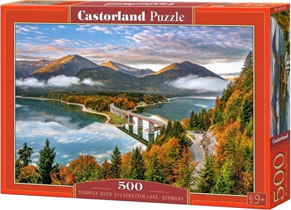 Изображение Castorland Puzzle 500 Wschód słońca nad jeziorem Sylvenstein