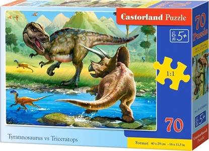 Attēls no Castorland Puzzle 70 Tyrannosaurus vs Triceratops CASTOR