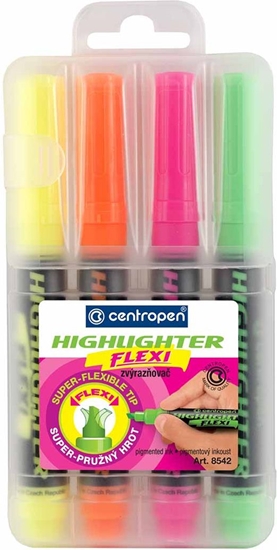 Picture of Centropen TEXTMARKER CENTROPEN 8542 KOLOR MIX 4SZT FLEXI ZAKRELACZ MIKKA KOCÓWKA 4 SZT