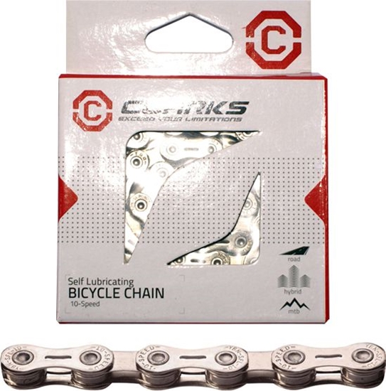 Picture of Clarks acuch rowerowy YBN CSL-H10CR SHIMANO CAMPAGNOLO SRAM (10 Biegów, 1/2"x11/128" 116 ogniw, 5.9mm, spinka do acucha, Super Lekki, Chromowy) Samosmarujcy srebrny