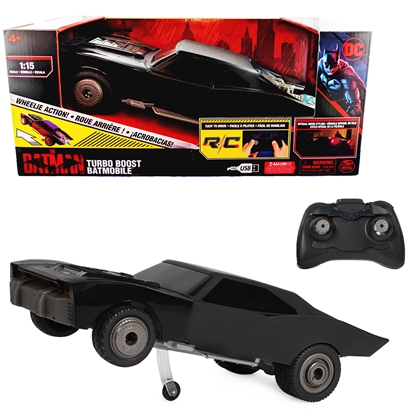 Attēls no DC Comics The Batman Turbo Boost Batmobile, Remote Control Car with Official Batman Movie Styling Kids Toys