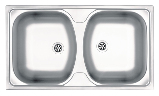 Изображение Zlewozmywak Deante ZLewozmywak 2-komorowy Techno bez ociekacza 79x44cm stal dekor + osprzt (ZMU 3200)