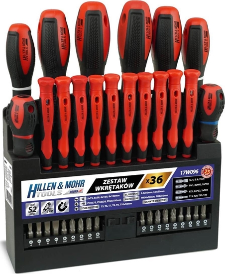 Picture of Dedra Zestaw wkrtaków i bitów 36szt ze stojakiem, stal S2