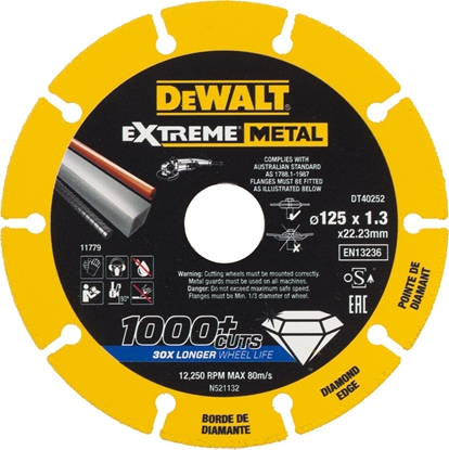 Picture of Dewalt Tarcza diamentowa do metalu Extreme Metal 125x22.23x1.3mm (DT40252-QZ)
