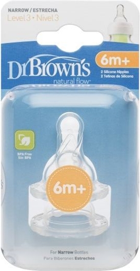 Picture of Dr Browns Smoczek z sylikonow szyjk 6m+ 2 sztuki (QU0050)