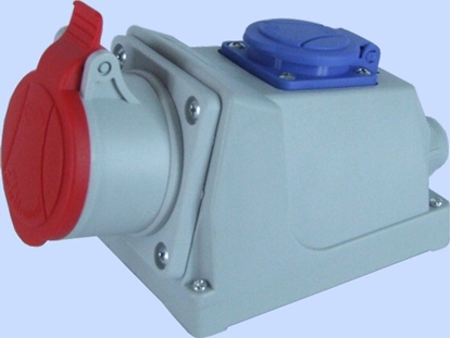 Изображение Elektromet Gniazda stae COMBI okablowane z listw przyczeniow czerwone 400V / niebieskie 230V (921840)