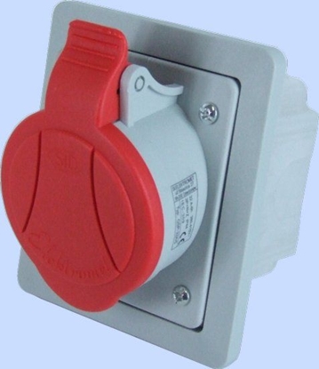 Изображение Elektromet Gniazdo skone podtynkowe z ramk czerwone GSP-32/5 5P 32A 400V (921855)