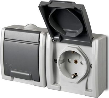 Picture of Elektro-Plast AQUANT Gniazdo podwójne 2x2P+Z schuko szare IP55 1245-10