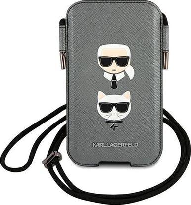 Изображение Etui na tablet Karl Lagerfeld Karl Lagerfeld Torebka KLHCP12LOPHKCG 6,7" szary/grey hardcase Saffiano Ikonik Karl&Choupette Head