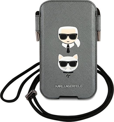 Изображение Etui na tablet Karl Lagerfeld Karl Lagerfeld Torebka KLHCP12MOPHKCG 6,1" szary/grey hardcase Saffiano Ikonik Karl&Choupette Head