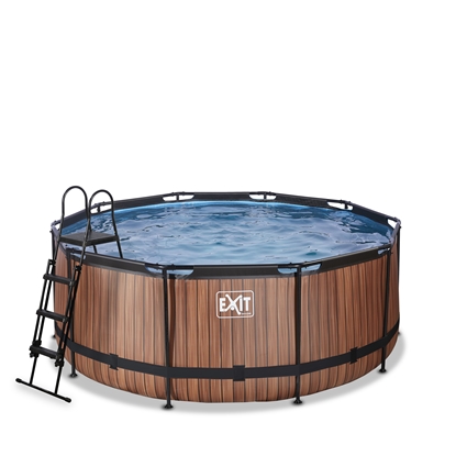 Attēls no EXIT Wood pool ø360x122cm with filter pump - brown