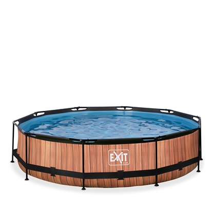 Изображение EXIT Wood pool ø360x76cm with filter pump - brown