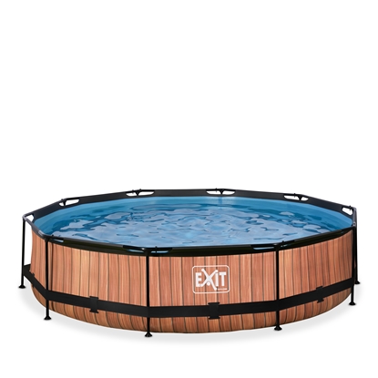 Изображение EXIT Wood pool ø360x76cm with filter pump - brown
