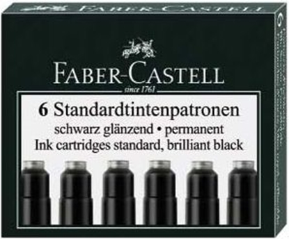 Picture of Faber-Castell NABOJE ATRAMENTOWE KRÓTKIE CZARNE 6 SZT. KARTONIK (185507 FC)