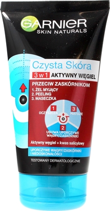 Изображение Garnier Żel do mycia twarzy Czysta Skóra Aktywny Węgiel 3w1 150ml