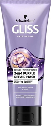 Attēls no Gliss Kur GLISS_Blonde Hair Perfector 2-in-1 Purple Repair Mask maska do naturalnych, farbowanych lub rozjaśnianych blond włosów 200ml