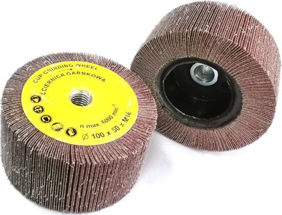 Изображение Glob ciernica garnkowa 100x50mm z gwintem M14 z pótna ciernego 120 (GLOB-SG-10050M14-P120)