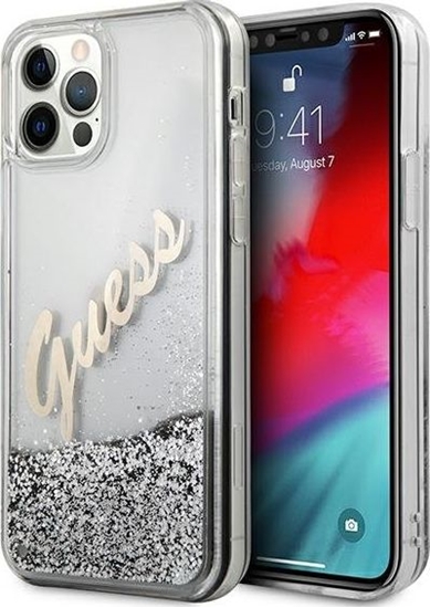 Picture of Guess Etui Guess GUHCP12LGLVSSI Apple iPhone 12 Pro Max srebrny/silver hardcase Glitter Vintage Script