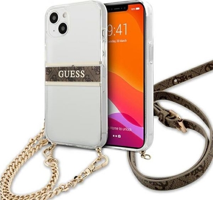 Attēls no Guess Etui GUHCP13SKC4GBGO Apple iPhone 13 mini Transparent hardcase 4G Brown Strap Gold Chain