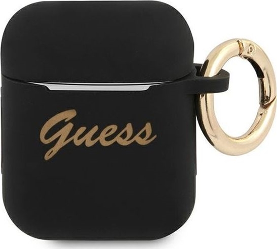 Изображение Guess Etui ochronne GUA2SSSK Silicone Vintage Script do AirPods 1/2 czarne