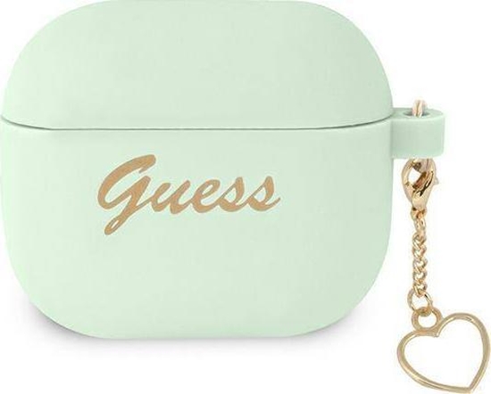 Изображение Guess Etui adujce Silicone Charm Heart Collection do AirPods 3 zielone