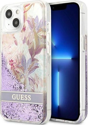 Attēls no GUESS Guess GUHCP13SLFLSU iPhone 13 mini 5,4" fioletowy/purple hardcase Flower Liquid Glitter