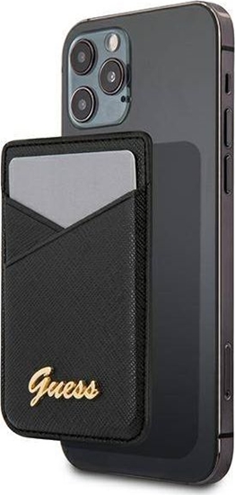 Изображение Guess Kiesze na karty Wallet Card Slot GUWMSSASLBK MagSafe Saffiano czarny/black