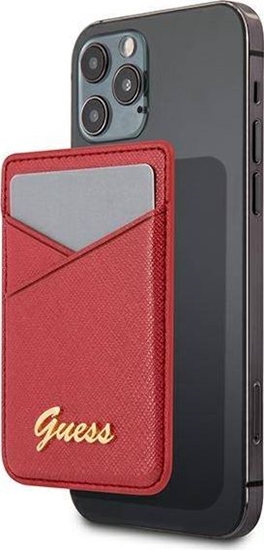 Изображение Guess Kiesze na karty Wallet Card Slot GUWMSSASLRE MagSafe Saffiano czerwony/red
