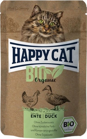 Изображение Happy Cat Bio Organic, mokra karma dla kotów dorosych, kurczak i kaczka, 85g, saszetka