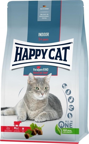 Picture of Happy Cat Indoor Bavarian Beef, sucha karma, dla dorosych kotów niewychodzcych, woowina bawarska, 300 g, worek