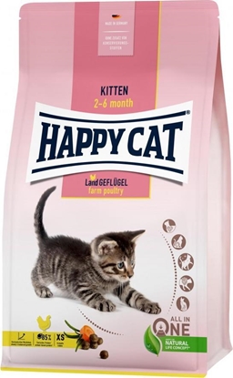 Picture of Happy Cat Kitten Farm Poultry, sucha karma, dla kocit w wieku 2-6 mies, drób, 300 g, worek