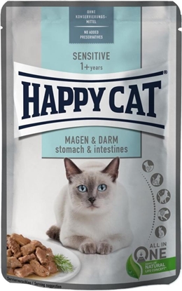 Attēls no Happy Cat Sensitive Meat in Sauce Stomach & Intestines, mokra karma, dla kotów dorosłych o wrażliwym układzie pokarmowym, kurczak, 85 g, saszetka
