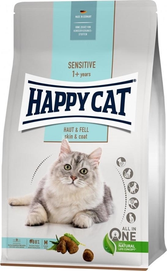 Изображение Happy Cat Sensitive Skin & Coat, sucha karma, dla dorosych kotów, dla zdrowej skóry i sierci, 300 g, worek