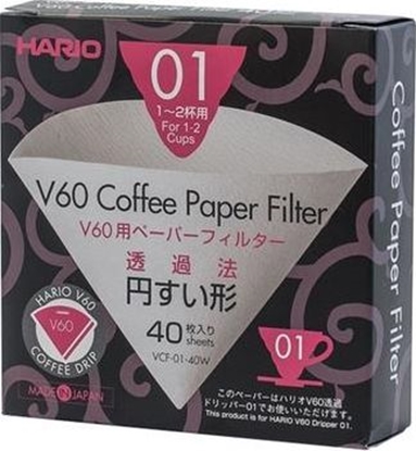 Attēls no Hario Filtry papierowe Hario do dripa V60-01 40 sztuk